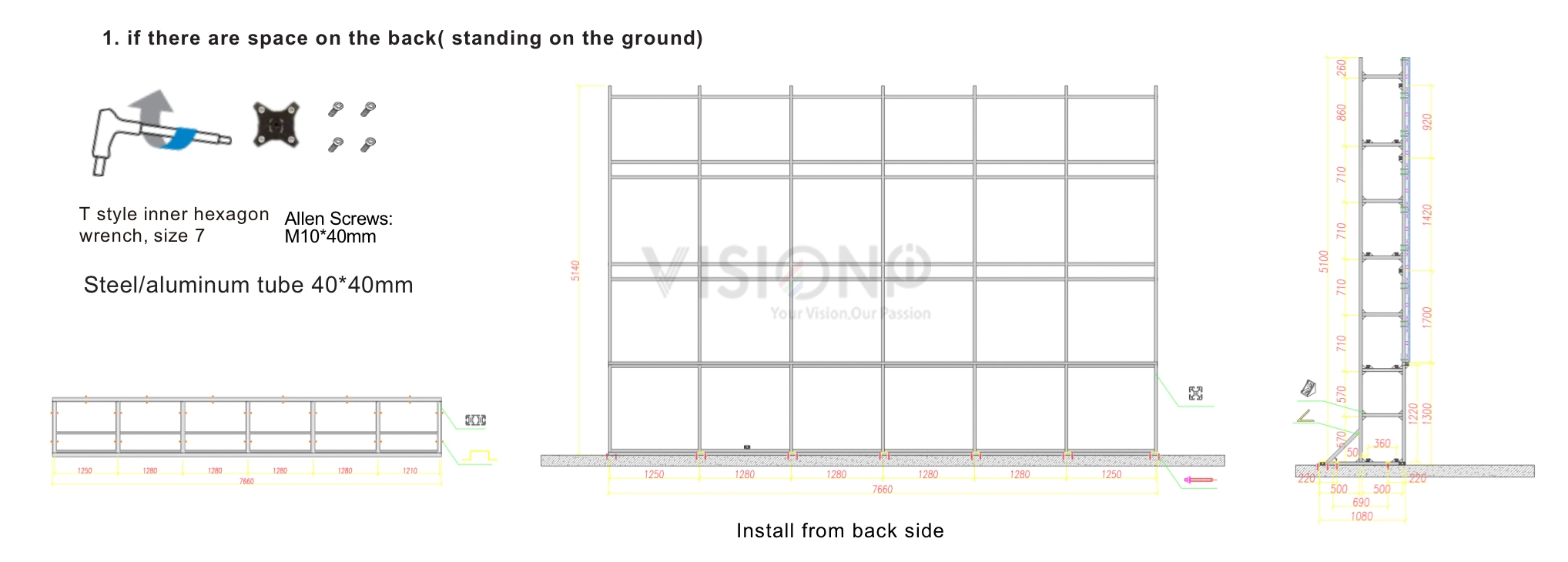 led display installation standing structure