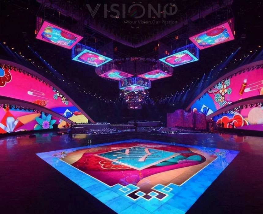 led floor on stage for concert