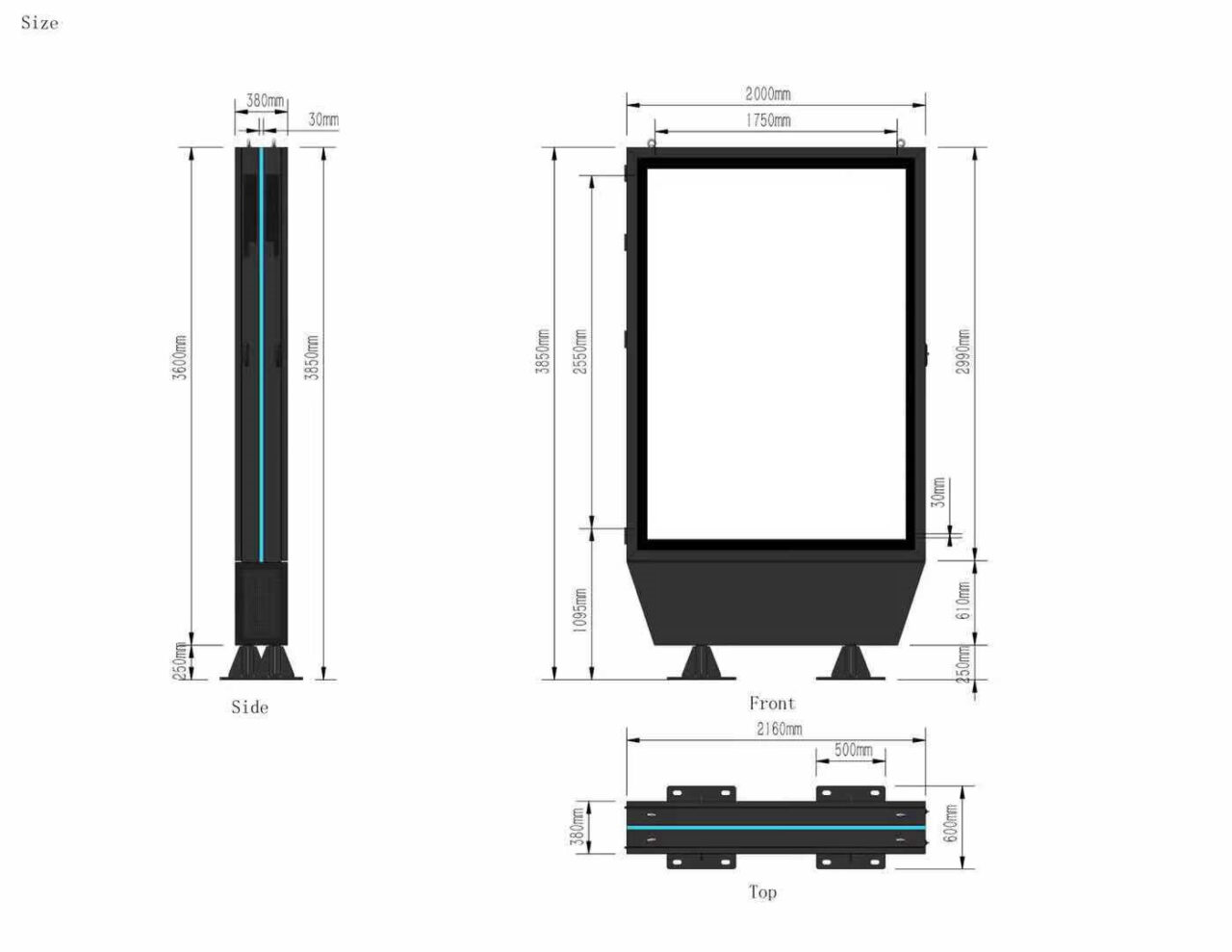 Led Totem Frame single and double sided Outdoor LED Totem