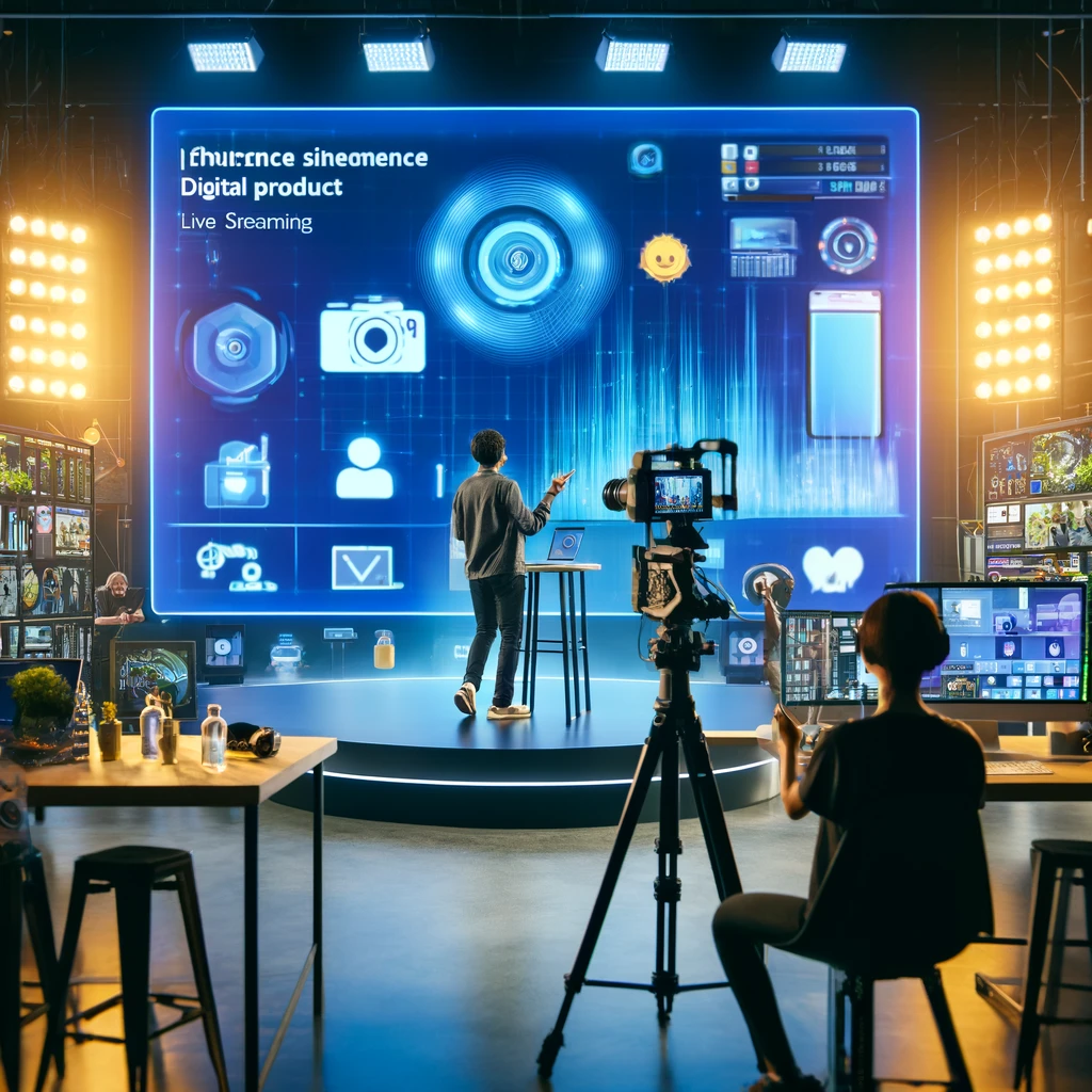 A vibrant influencer live streaming LED screen