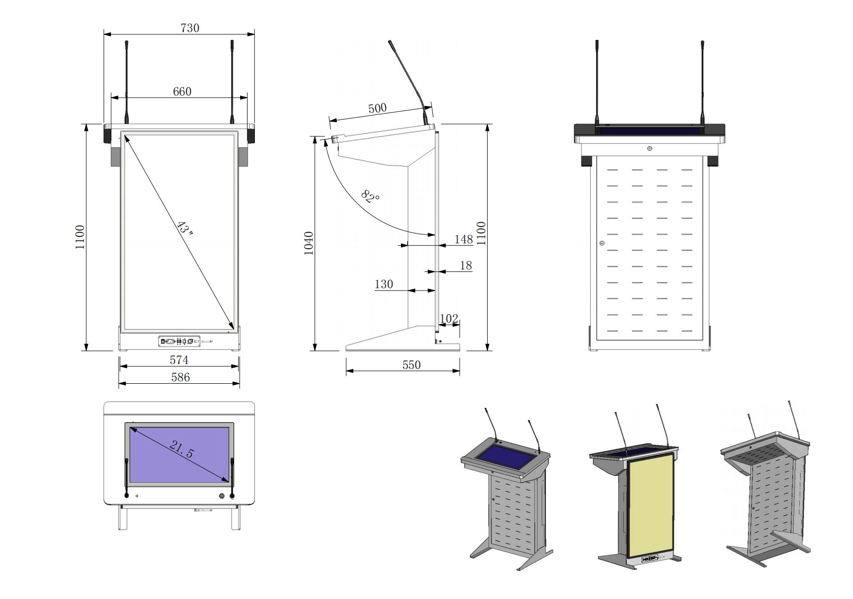 lectern lcd led display 43 inch