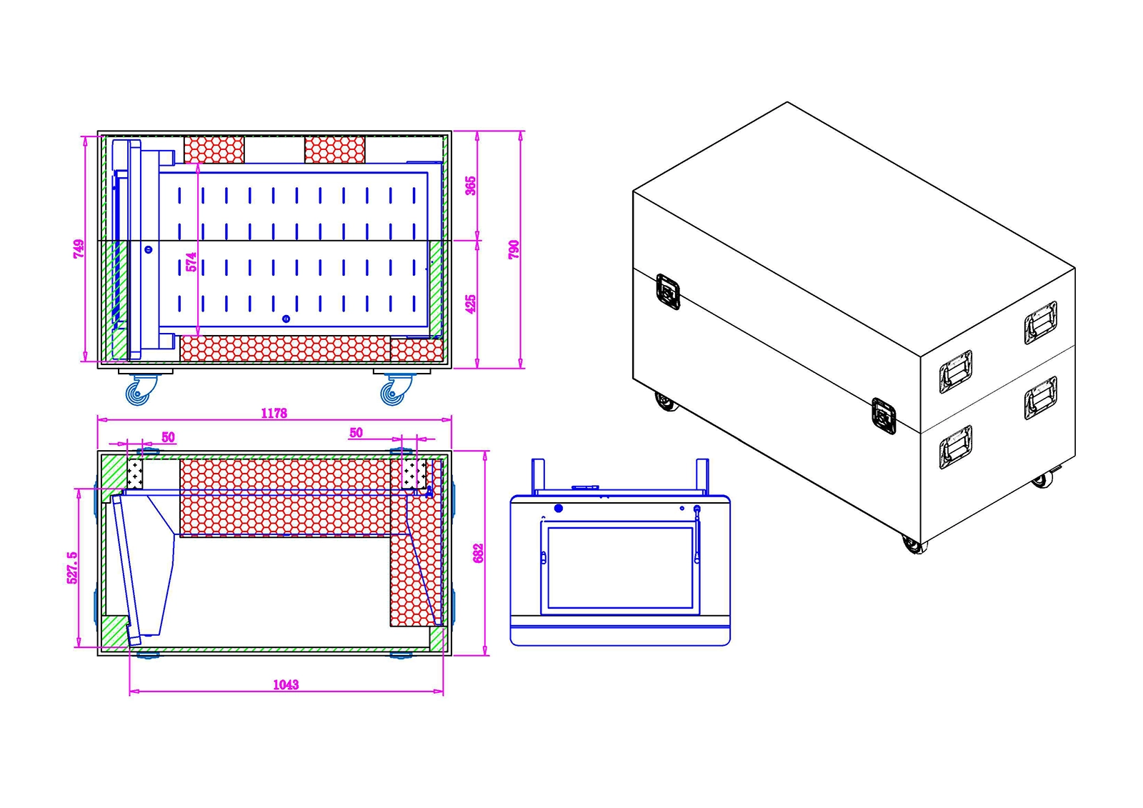 led lectern lcd display flight case packge