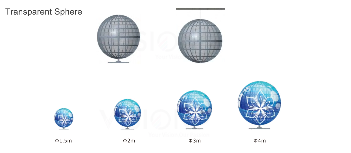 transparent led sphere for events