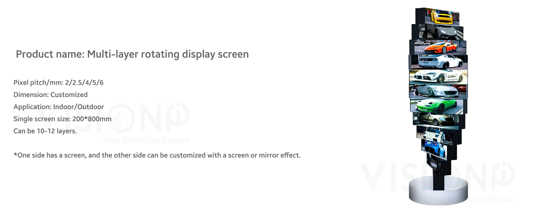 Multi-layer rotating led display screen kinetic