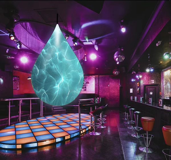 water droplet shape led display for bar