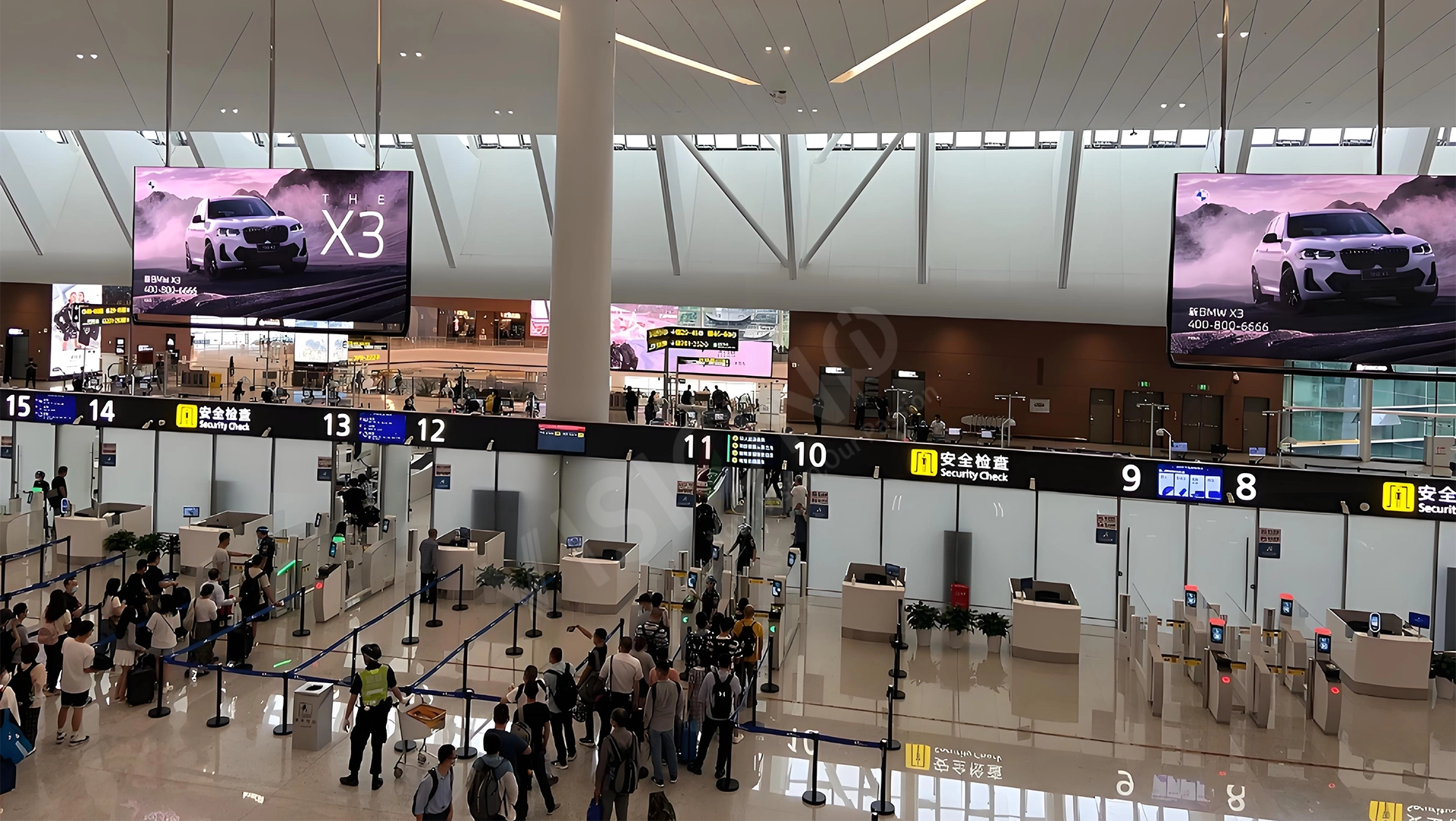 airport advertising led display haning on the ceiling