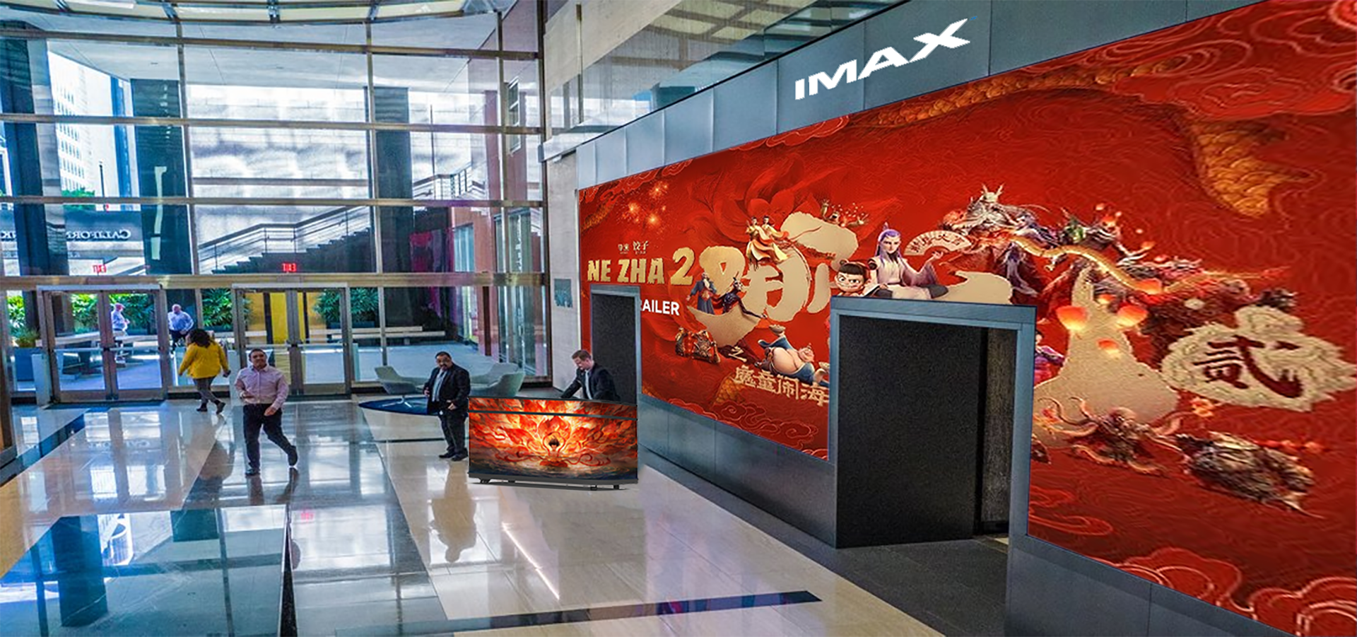 front counter led display in theater led display install or mounted on the glass winow
