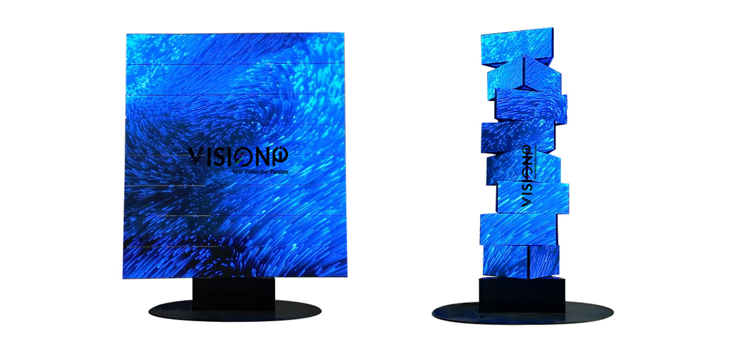 triangle 3 sides foldable kinetic led display rotaiting