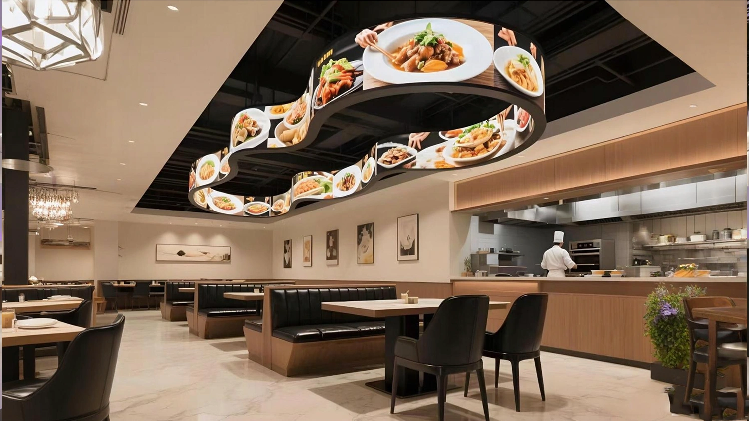 mobius led display in restuarant