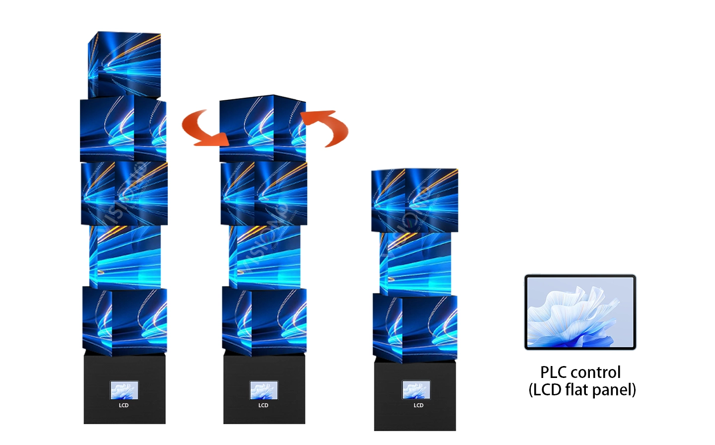 3 layers 4 layers 5 layers led cube display rotating spinning