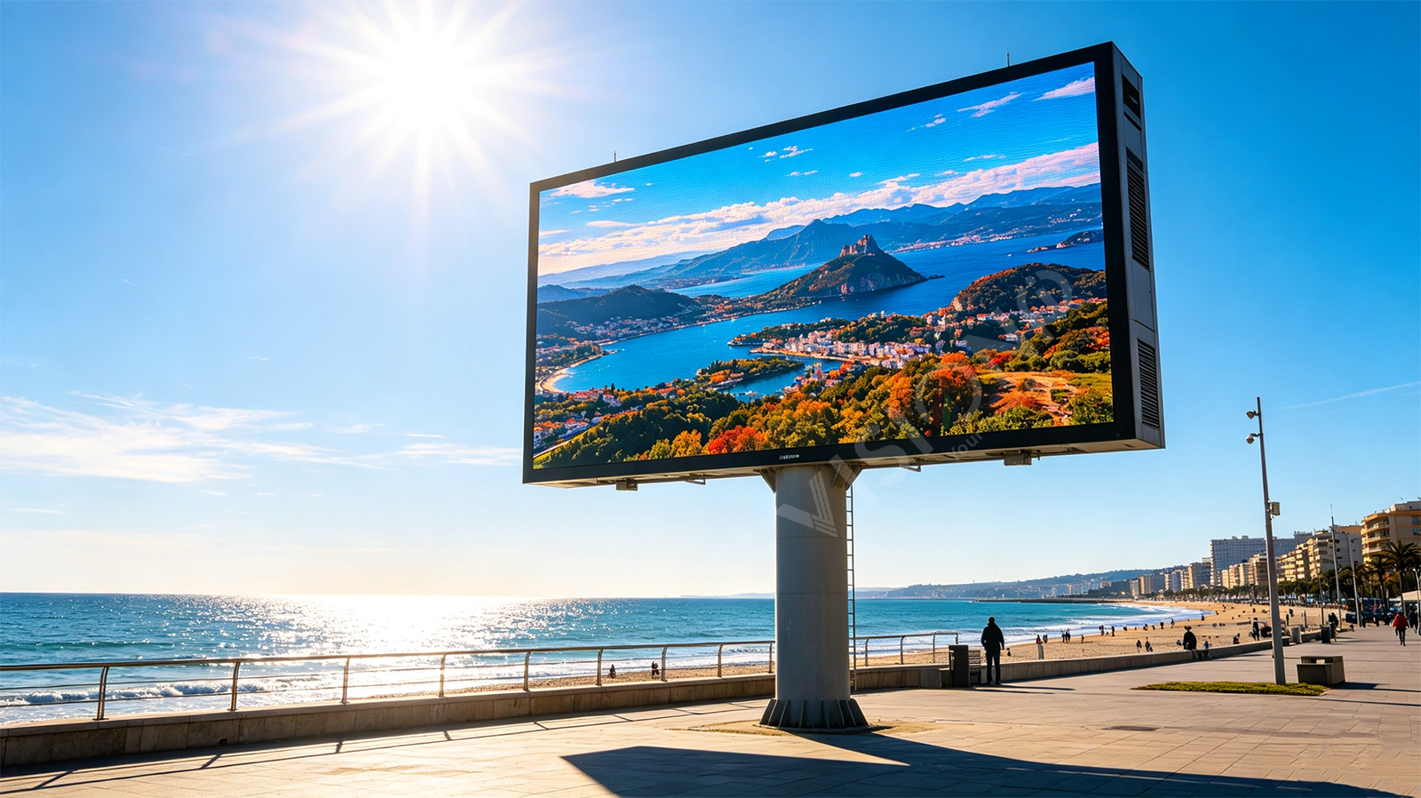 Coastal outdoor column LED display, anti-corrosion salt air, high brightness, 5-year warranty