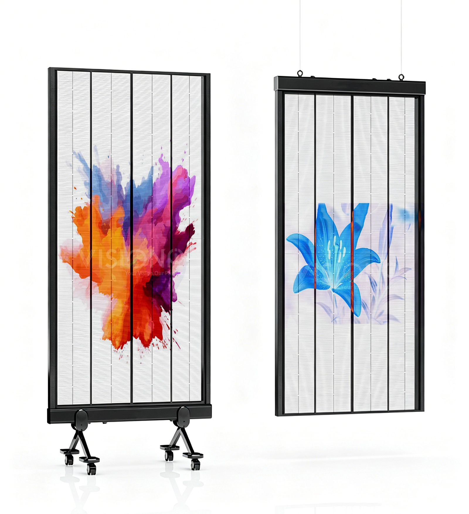 Indoor HD transparent LED poster display with 3.91mm, 3.47mm, 2.6mm pixel pitch, see-through transparent LED film screen for mall, retail shop window, exhibition advertising