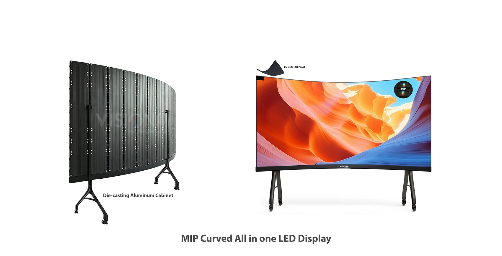 4K fine pitch flexible MIP curved all-in-one LED display, seamless curved LED video wall