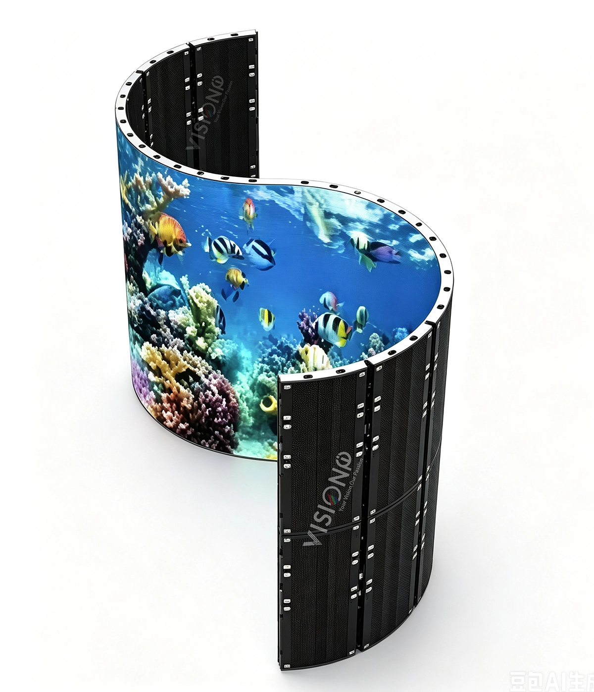 Flexible MIP LED modules die-cast aluminum cabinet for customizable curved and convex LED display screen
