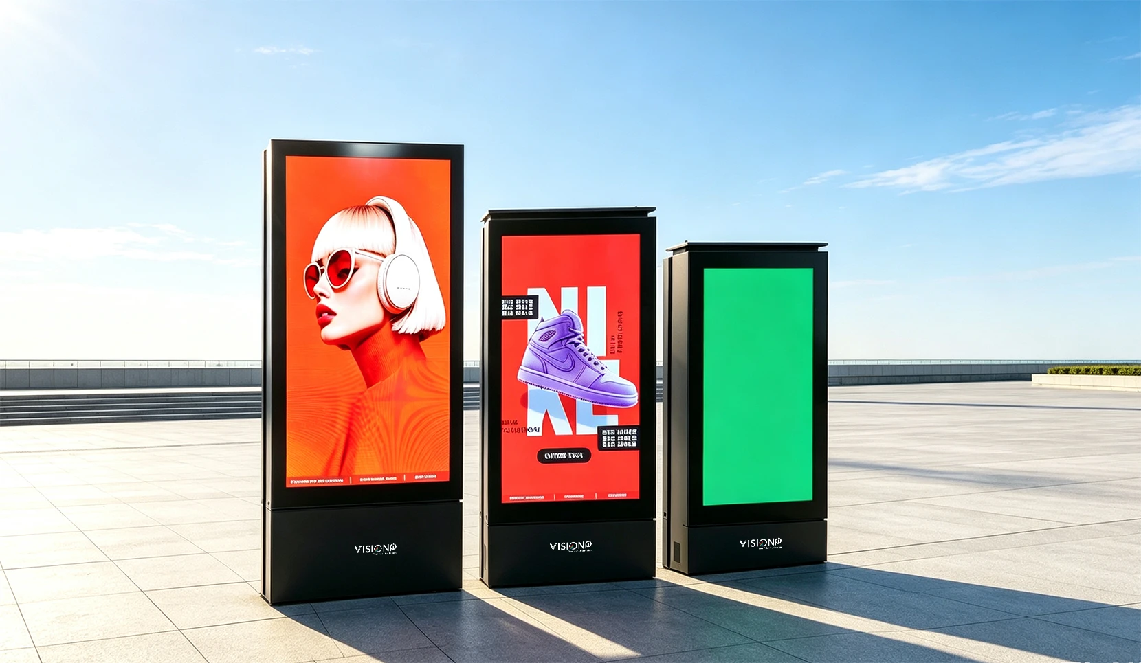 Outdoor fine pitch LED display kiosk Mupi, high brightness digital advertising totem, sunlight readable, waterproof IP65, outdoor commercial signage solution