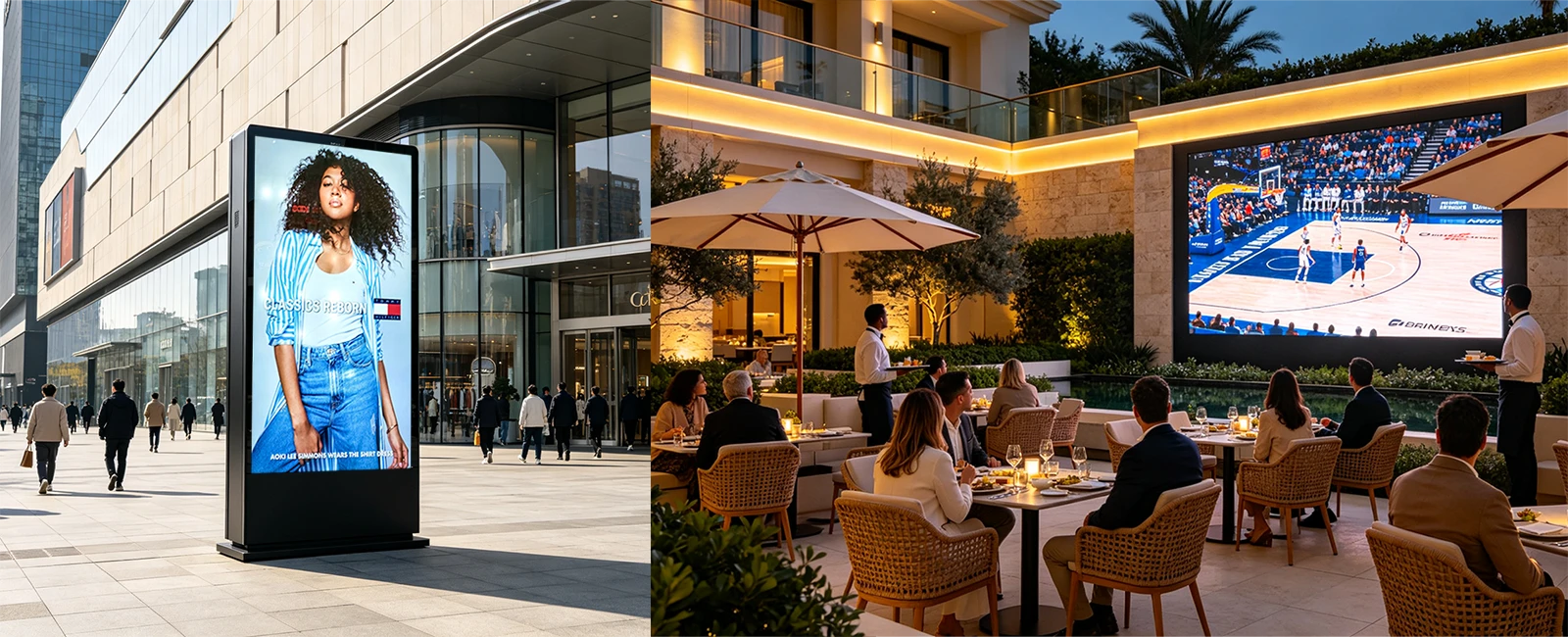 Small pitch outdoor LED display for shopping mall and restaurant application scenarios