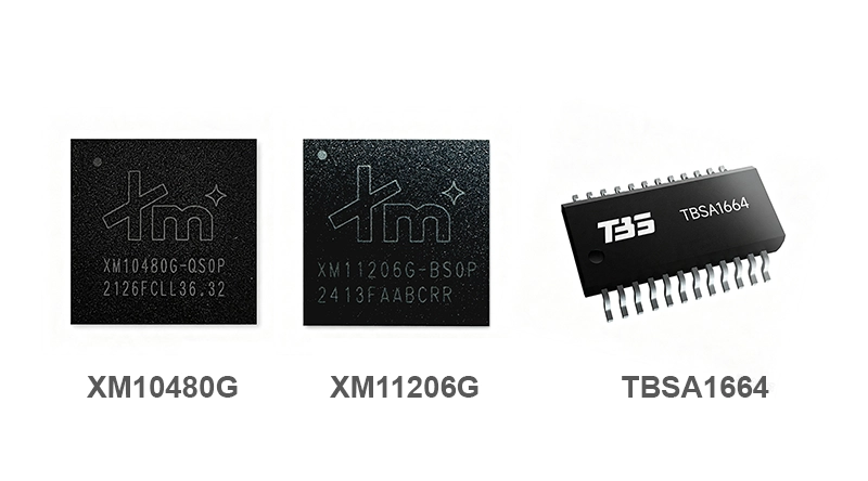 XM10480G, XM11206G, TBSA1664 common‑cathode Mini‑COB LED driver IC,7680Hz,16‑bit color depth