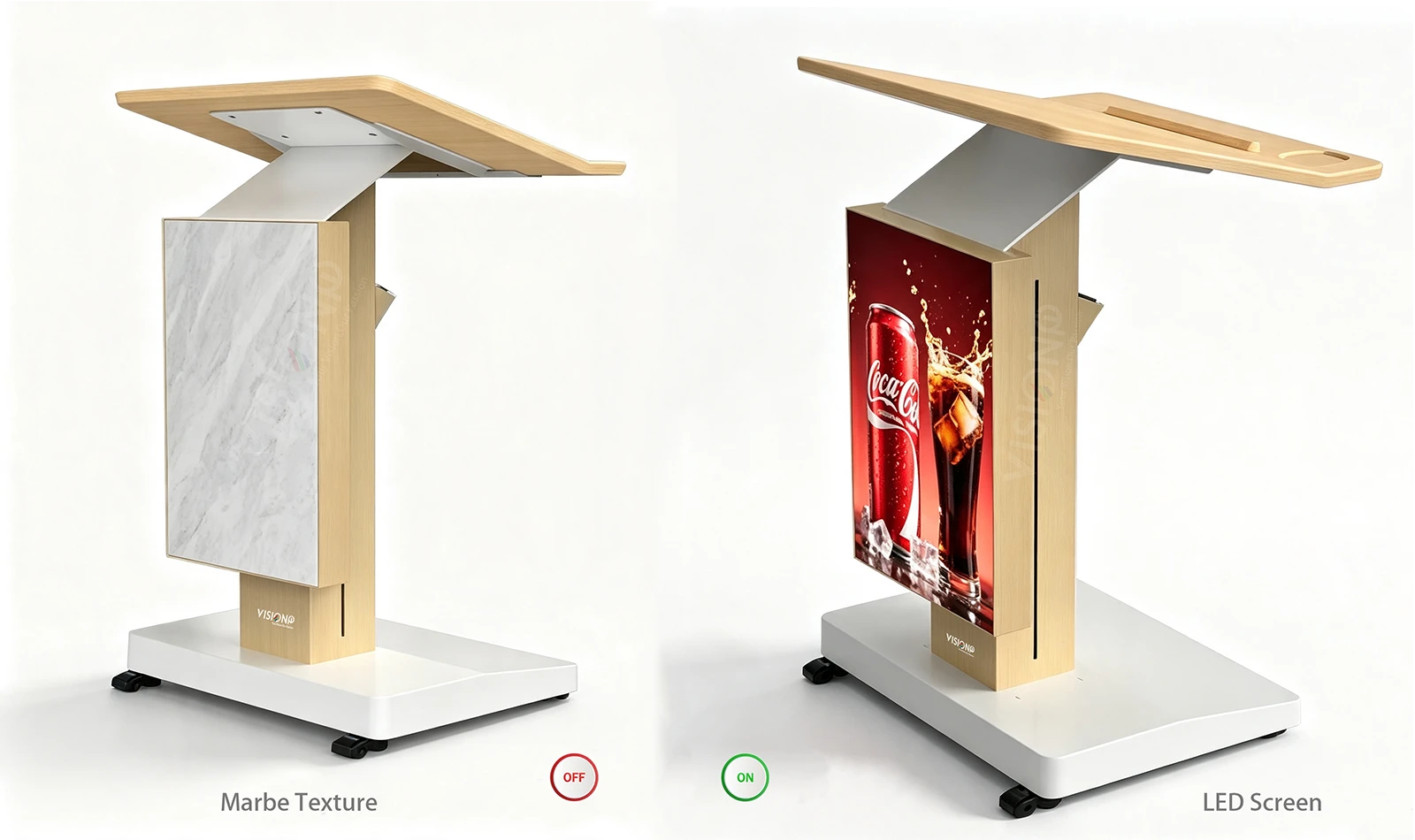 Custom textured LED podium display, electric liftable digital display
