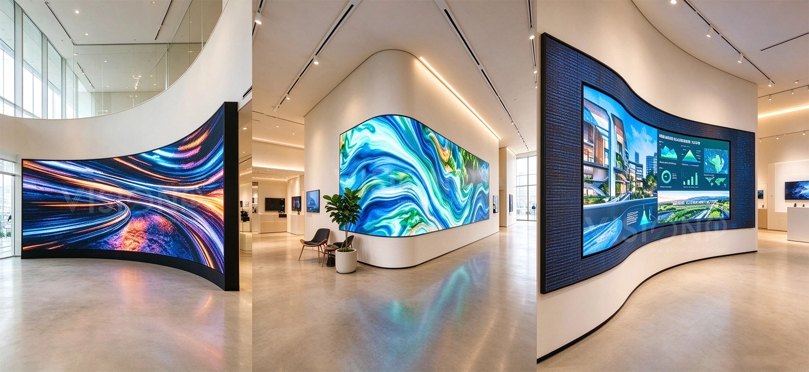 concave and convex curved flexible cob led display